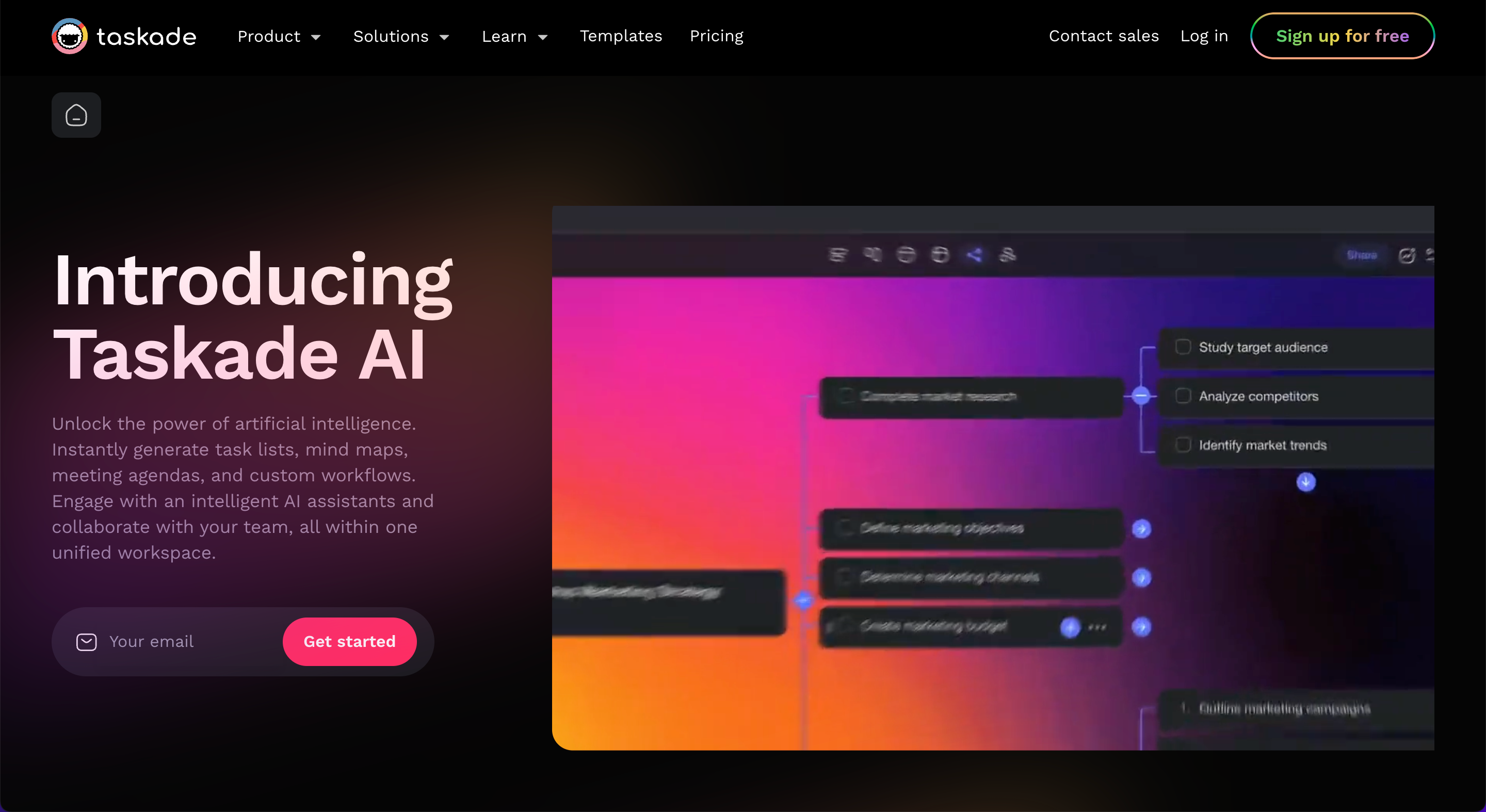 best AI tools for business - taskade homepage screenshot 