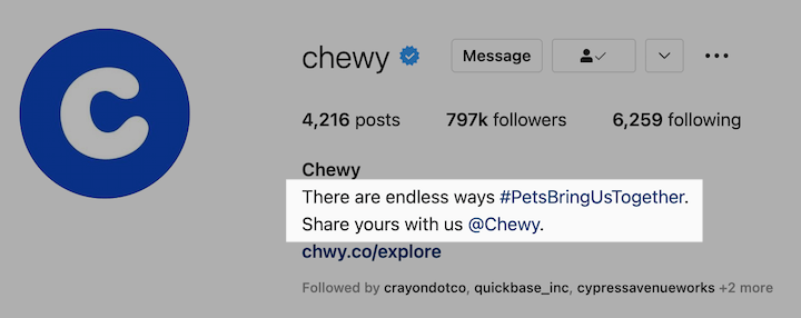 chewy's hashtag campaign #petsbringustogether