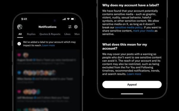 X Tests New In-App Warnings on Profile Restrictions and Penalties