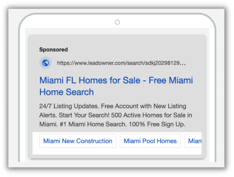 google ads for real estate - example of ad assets