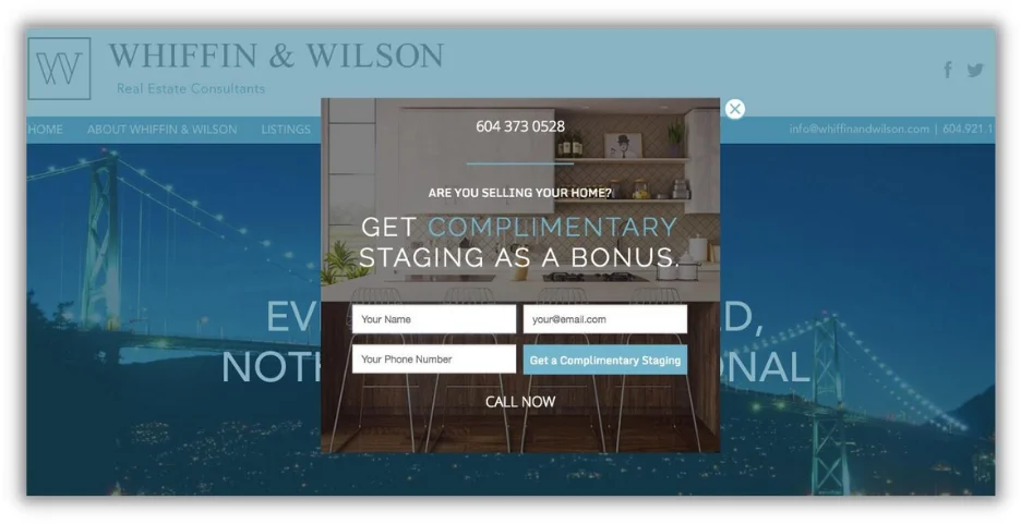 google ads for real estate landing page example