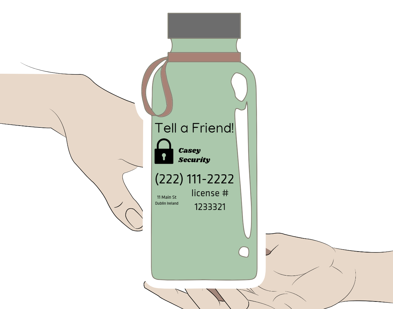 Stainless steel water bottle with business branding