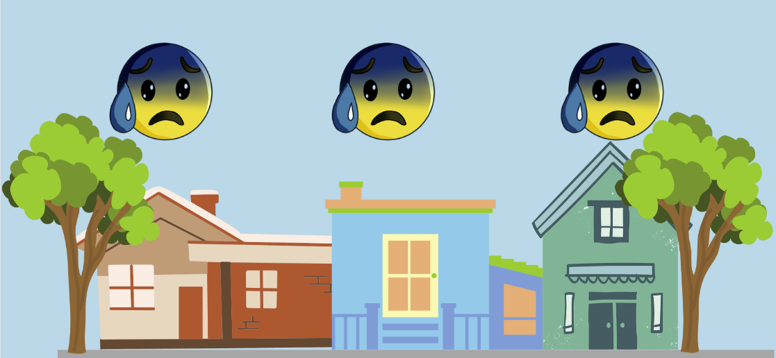 worried faces in neighborhood