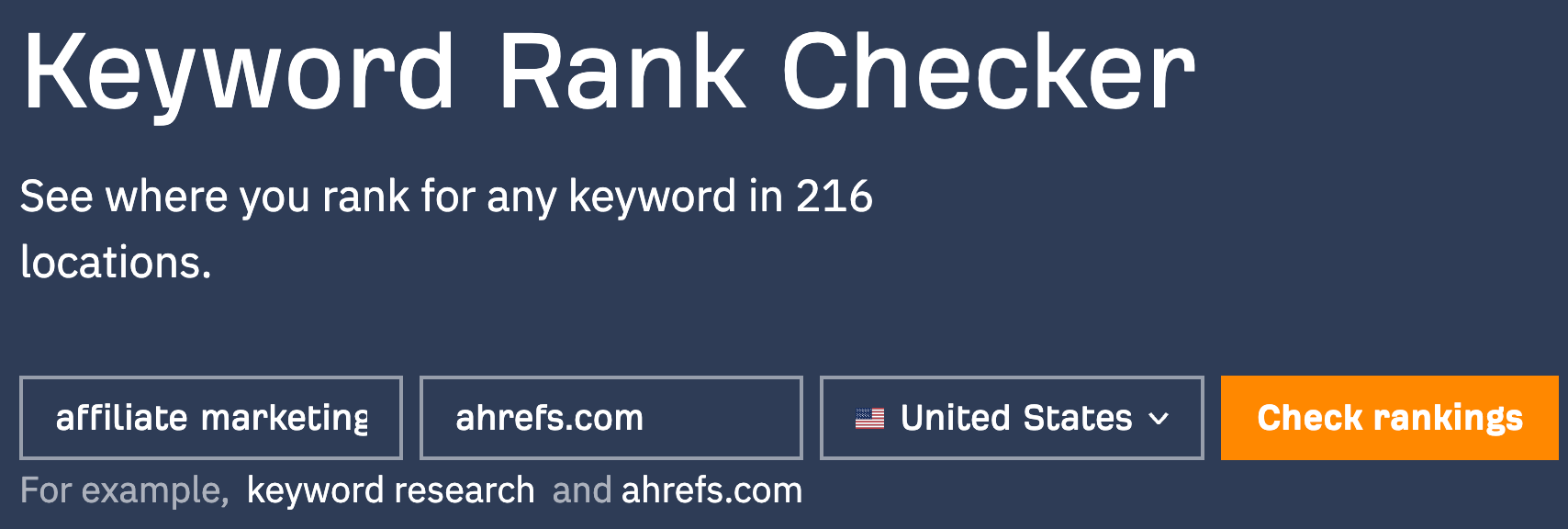 Ahrefs' free keyword rank checker
