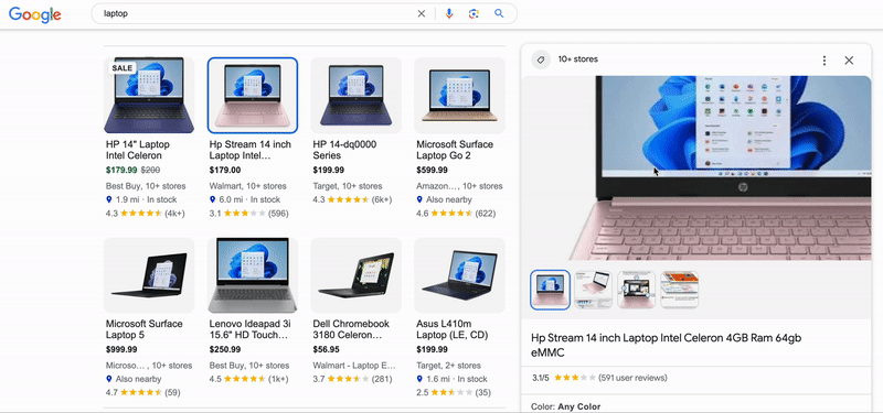 Google Search Zoomable Product Images