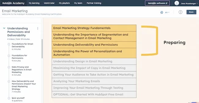 best online marketing classes and courses: email marketing certification, HubSpot