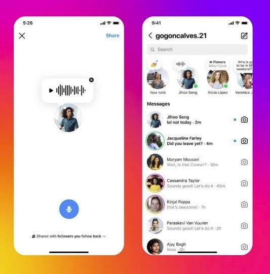 Instagram audio notes