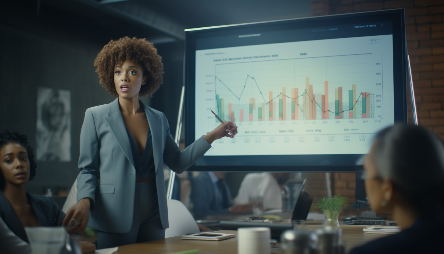 Woman Forecasting In Conference Room