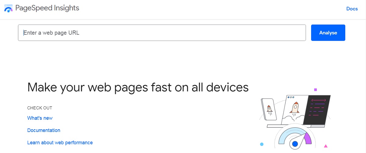 Google PageSpeed Insights to analyze loading page speed.