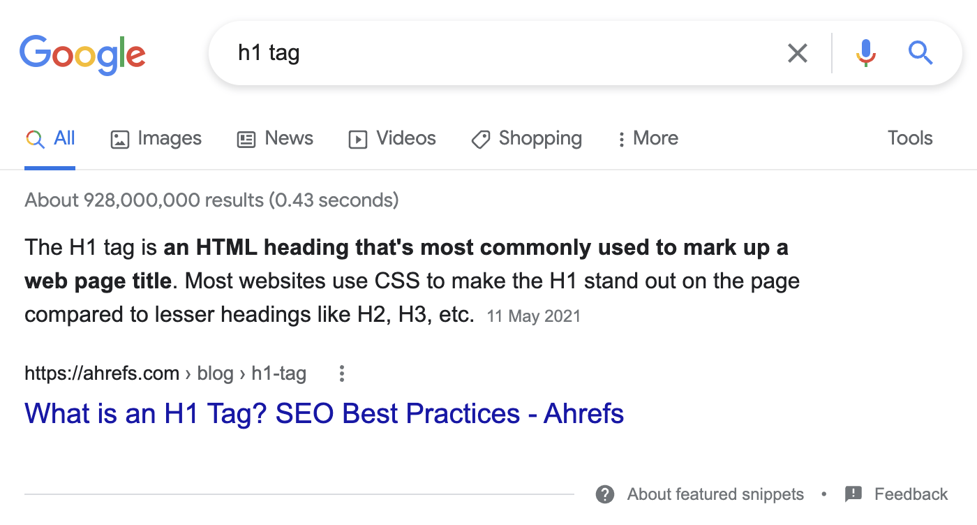 Example of a featured snippet.