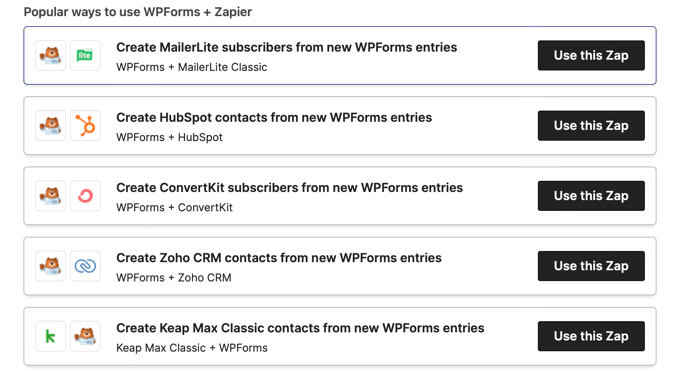 Zapier Examples for WPForms