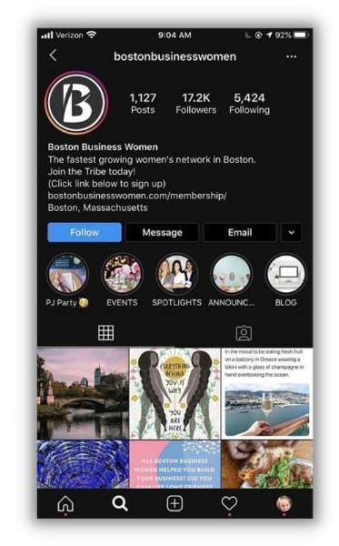 Instagram Highlights - boston women instagram page.