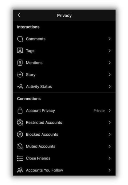 Instagram Highlights - instagram privacy page
