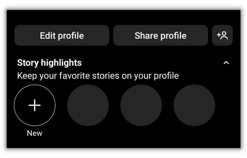 Instagram Highlights = add highlight page