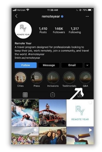 Instagram Highlights - Remote year story highlight