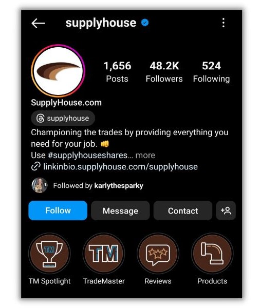 Instagram Highlights - supply house instagram story