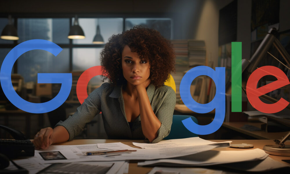 Woman Annoyed Agency Desk Google Logo