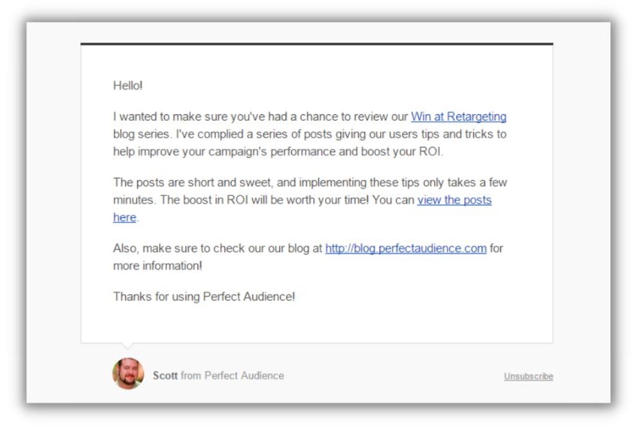 lead nurturing - screenshot of a content email