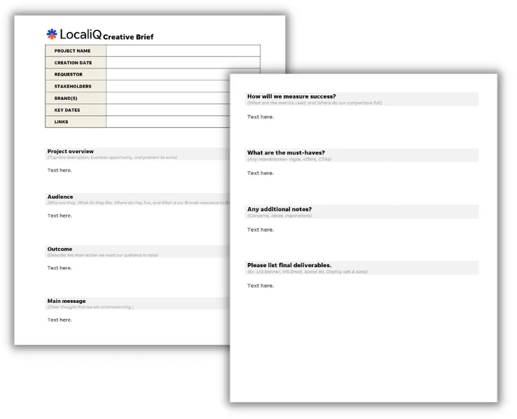 creative brief example from localiq
