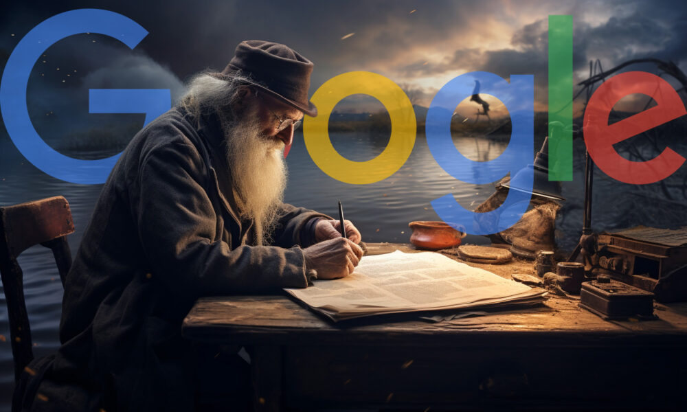 Old Man Writing On Water Google