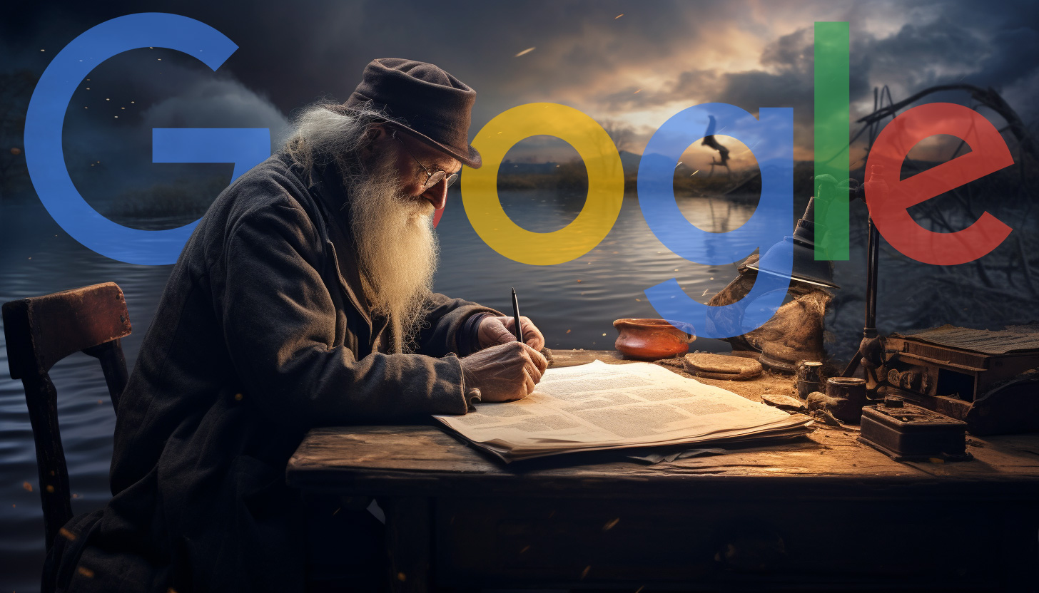 Old Man Writing On Water Google