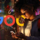 Woman Phone Glow Phone Google Logo