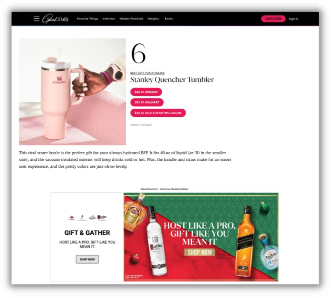 ai holiday marketing - example of holiday display ad in holiday gift ideas post