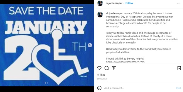 inclusive holiday marketing ideas - acceptance day instagram post 