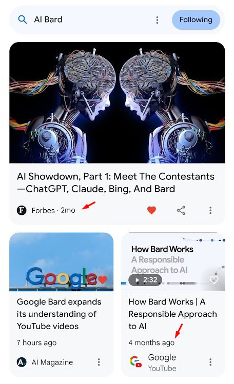 Google Discover Old Stories Follow