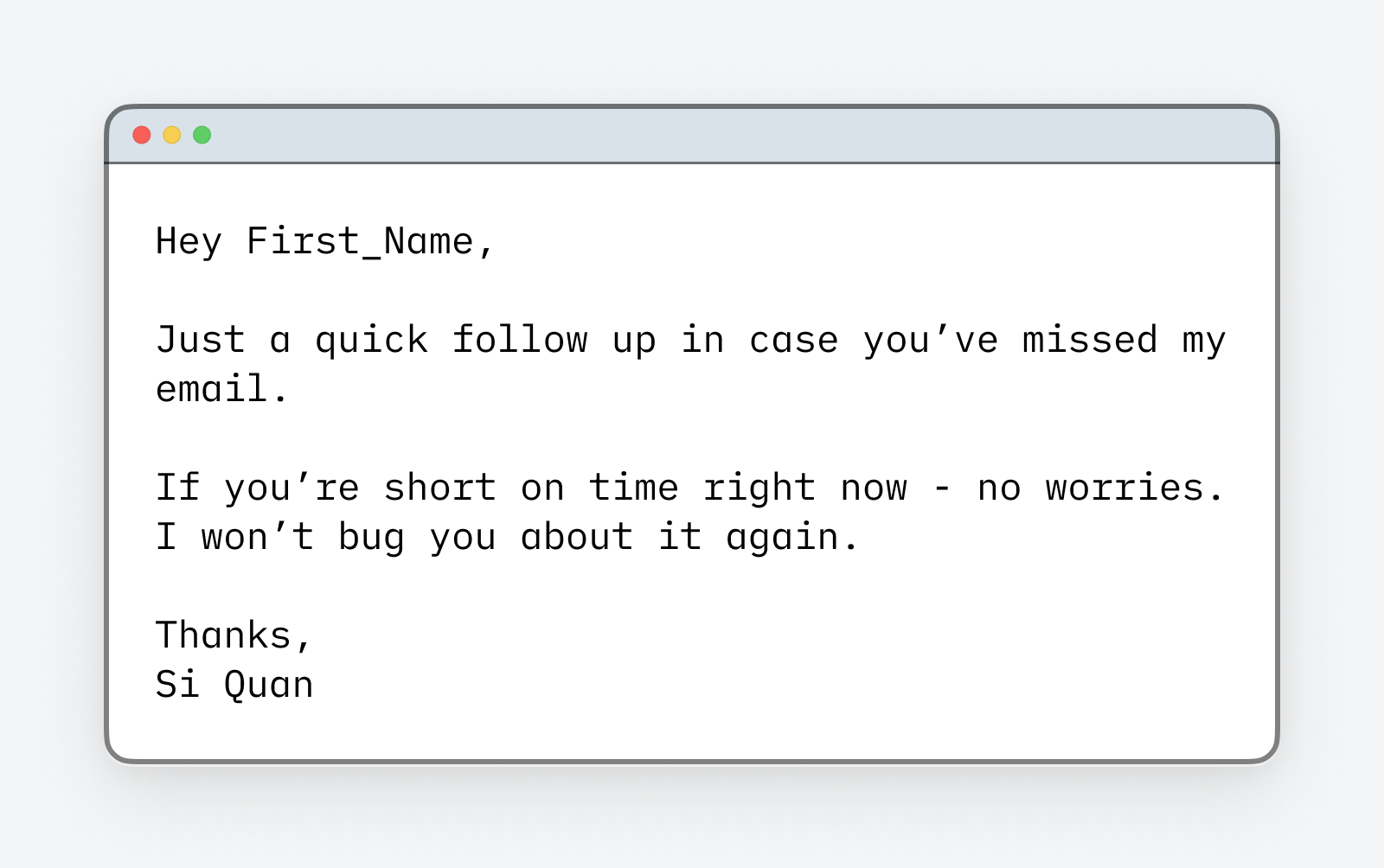 Example follow-up email