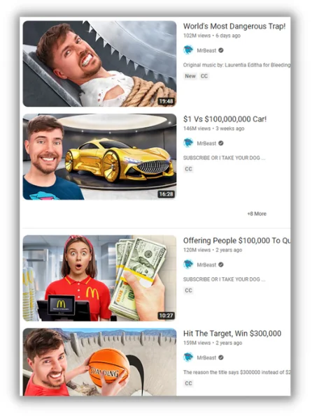 youtube thumbnail examples from mrbeast youtube channel 