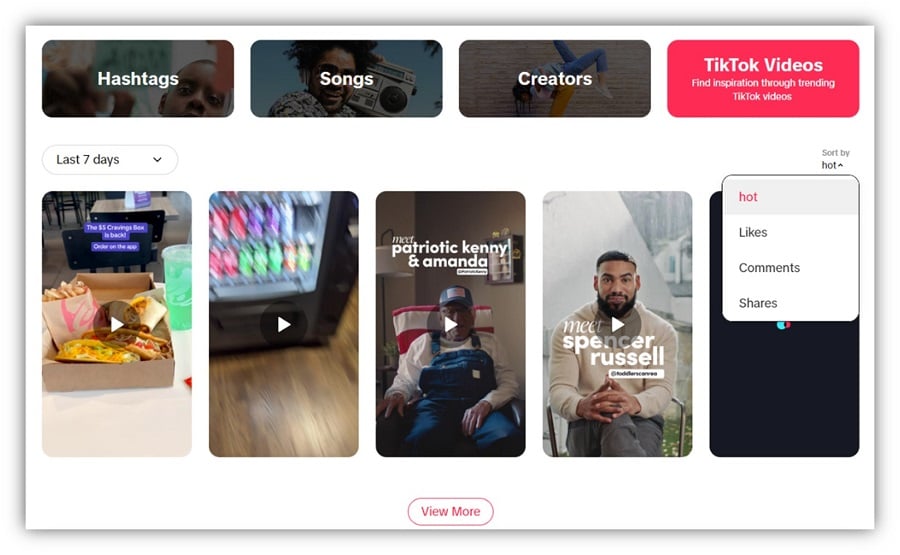 tiktok trend discovery - top tiktok videos screenshot