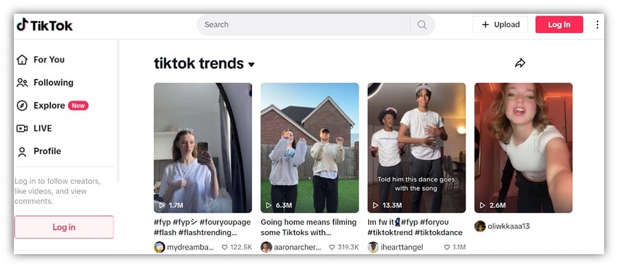 tiktok trend discovery page screenshot