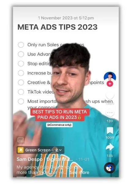 screenshot of a tiktok from a PPC educator