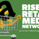 A shopping cart holding the Amazon logo to represent the rise in retail media network advertising.