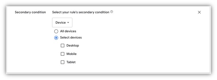 conversion value rules - device selection