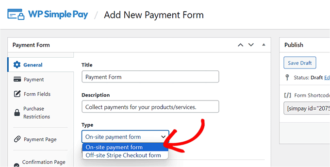 Add the payment form name and description