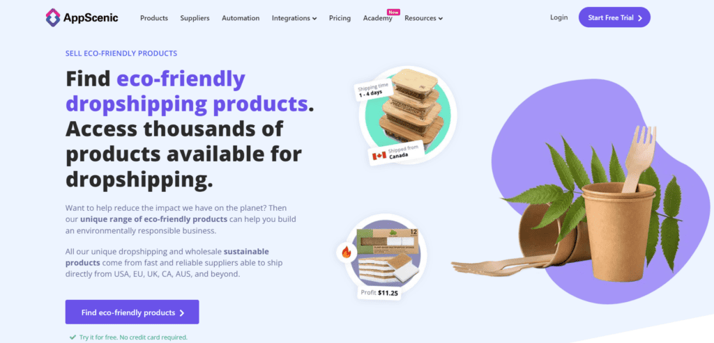 AppScenic eco-friendly homepage