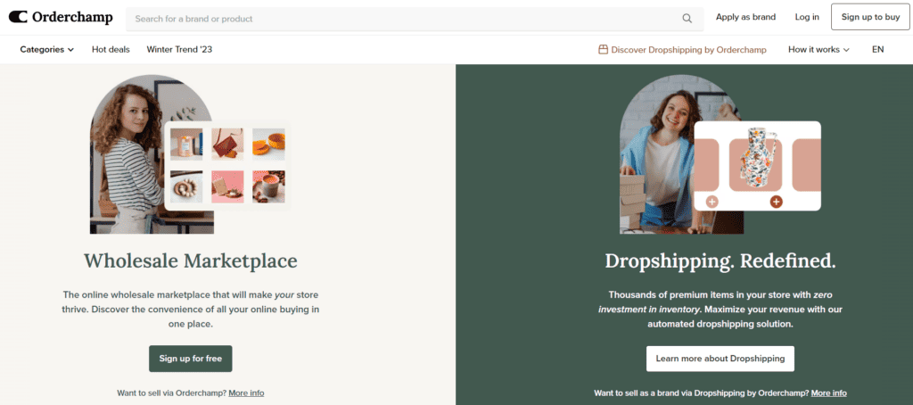 Orderchamp homepage