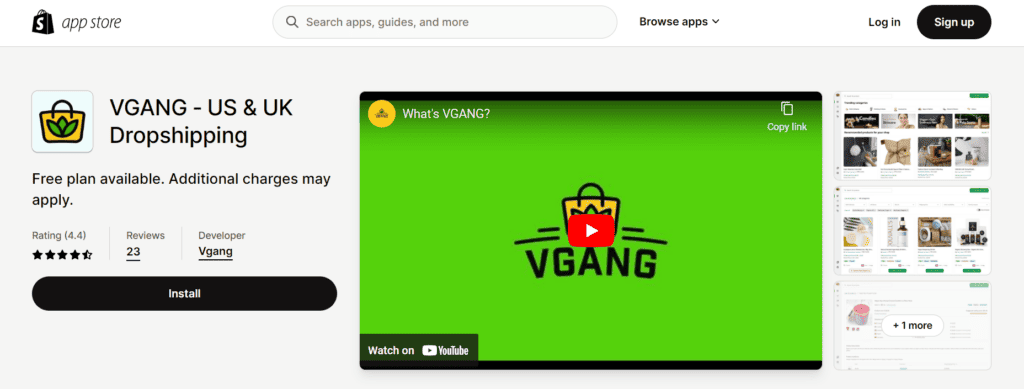 VGANG Shopify app