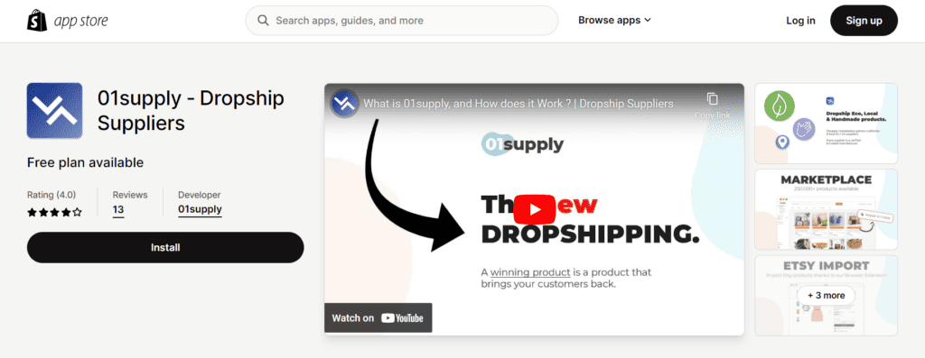 01Supply Shopify app