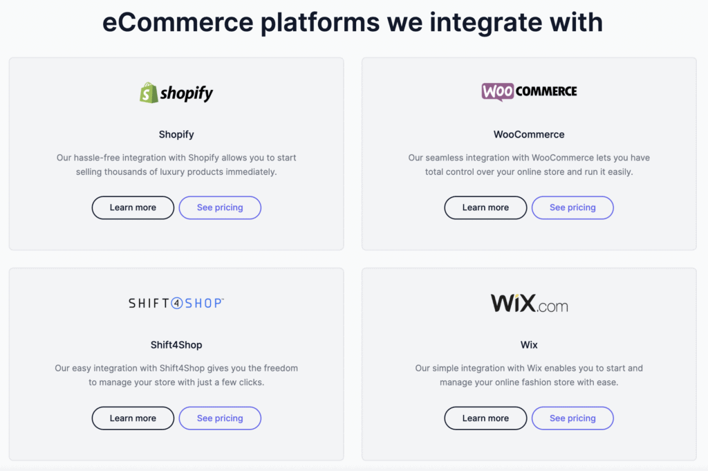 Ecommerce integrations of Brandsgateway