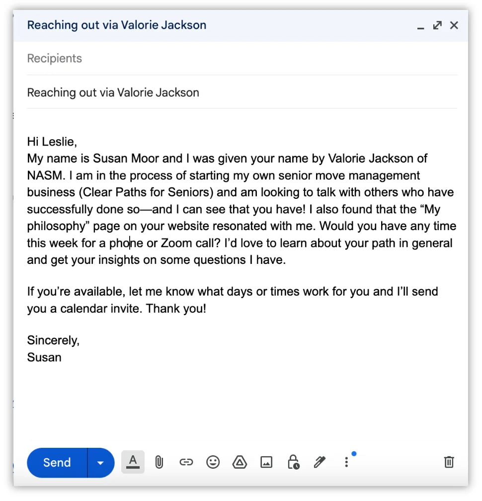 business networking introduction email example