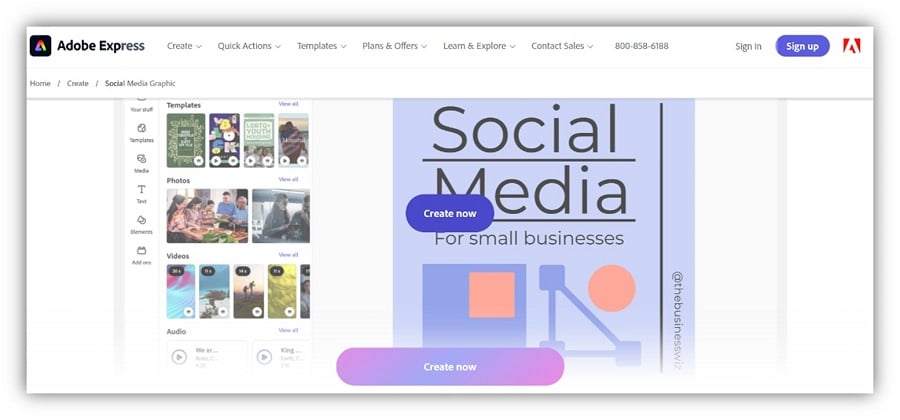 social media image sizes - screenshot of adobe social media image tool 