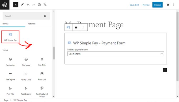 add-wp-simple-pay-block-to-page