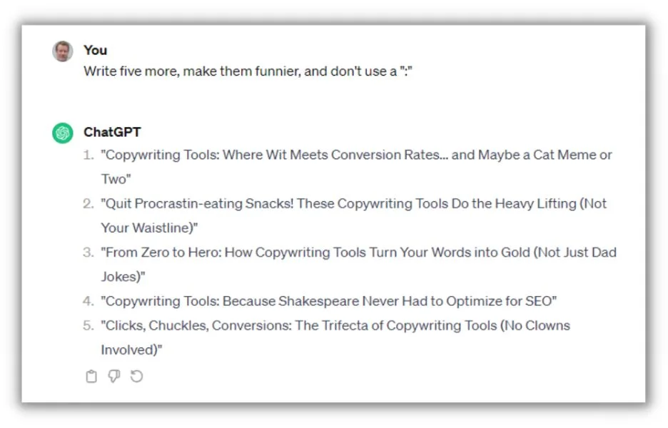 AI copywriting tools - Second chatgpt screenshot