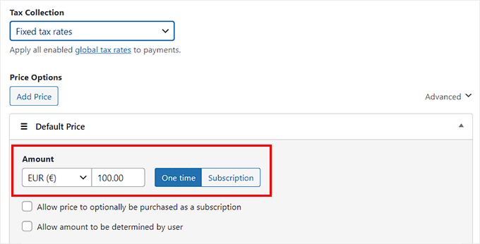 Add payment amount in the form