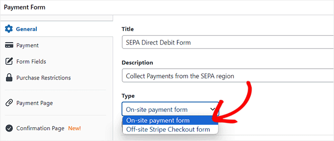 Add title and description for the SEPA payment form