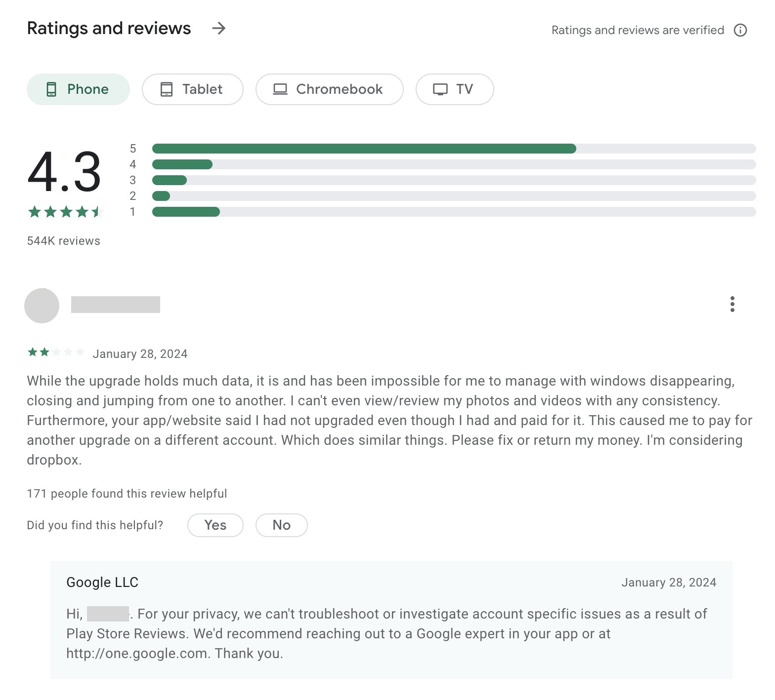 Google Play Review Example