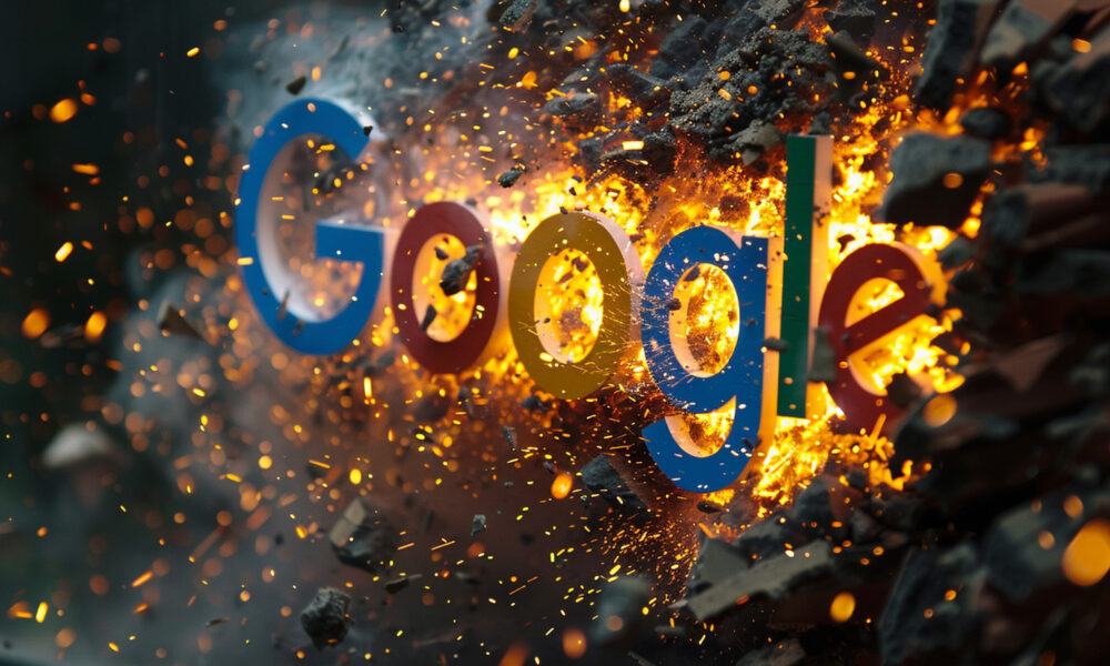 Google Logo Exploding Cracking